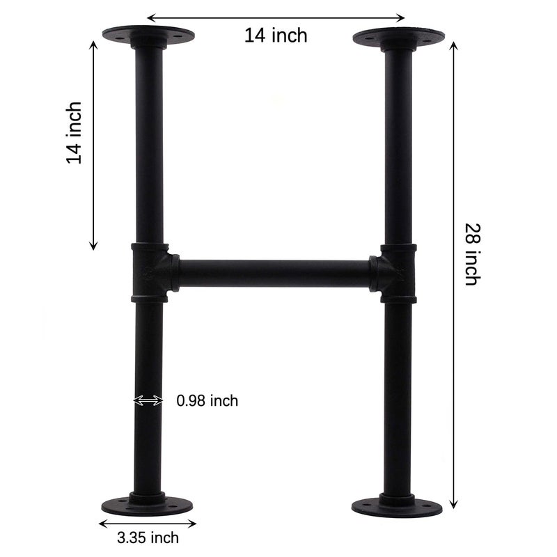 Itvexeme 28 Inch Industrial Pipe Table Leg Set  Iron Base Legs for Coffee Tables  Desks  NightstandVintage  Dark Grey Black Rough Pipes  2pcs - Image 3